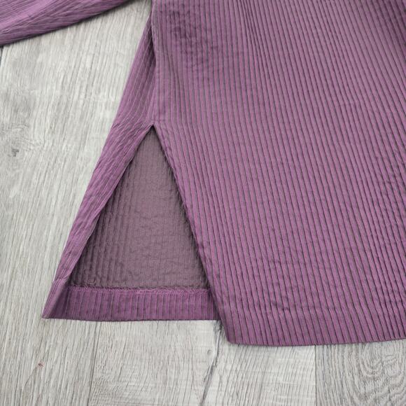 Eileen Fisher Silk Crinkle Mandarin Collar Tunic top Purple 2X Minimalist Artsy - Picture 5 of 11